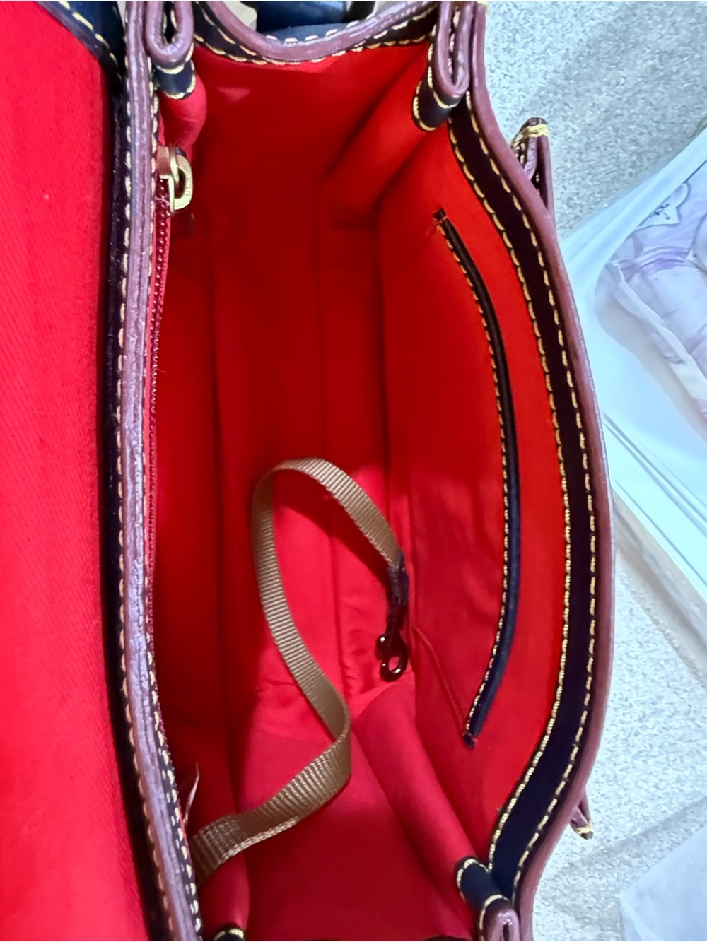 Dooney & Bourke Florentine Leather Binocular shoulder/Crossbody bag- Navy - Picture 16 of 16